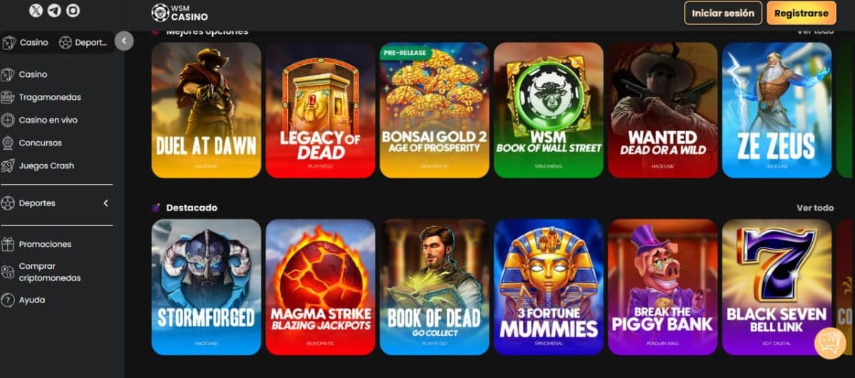 WSM Casino 2026: bono, juegos y pagos en España image 1
